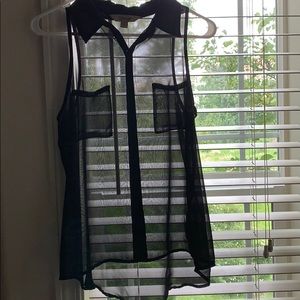 Women’s black blouse, sleeveless.